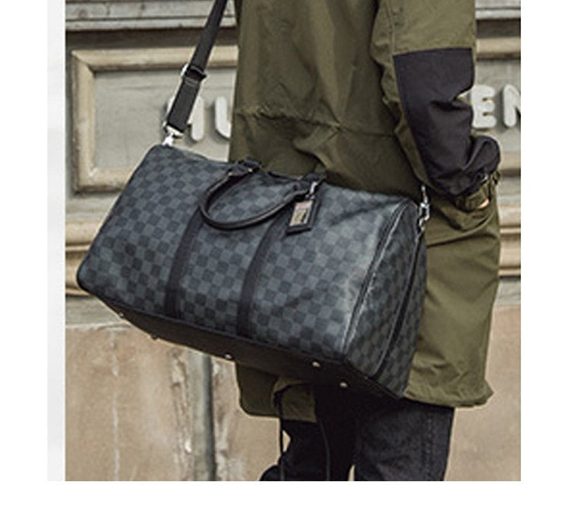 Men's Fashion Plaid Multifunctional Wear Resistant Waterproof Large Capacity Travel Business Luggage Bag Handbag Shoulder Bag