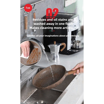 Frigideira Antiaderente de Granito DONNOR com Tampa, 30 cm, Saudável, Utensílios de Cozinha de Pedra, Vermelho ou Cinza, Fácil de Limpar