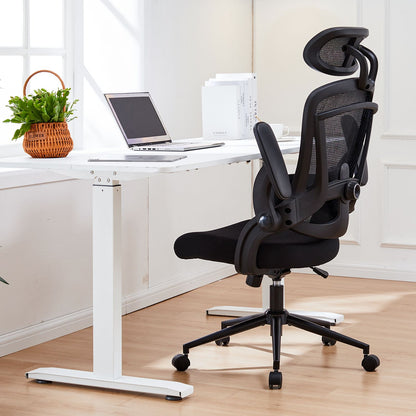Cadeira de Escritório Ergonômica JHK com Apoio Lombar Ajustável em Mesh, Inclinação de 120°, Encosto Alto Confortável e Braços Macios Retráteis
