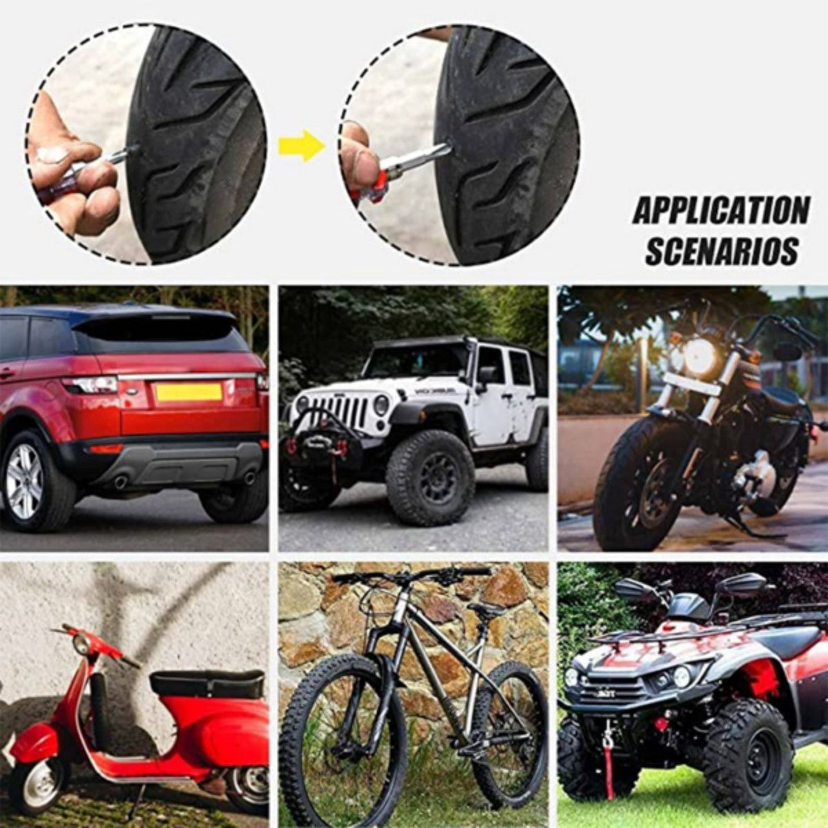Kit Reparo Pneu 60 Peças DIY Furo Pneu Carro Caminhão Moto Casa Plug Remendo Borracha Pregos Acessórios Pneu Carro