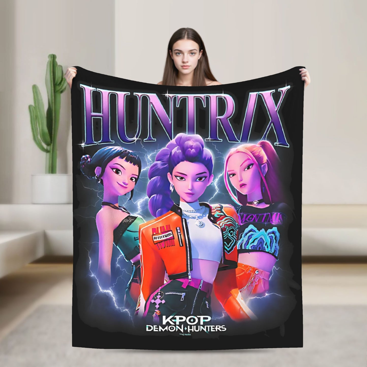 Cobertores de flanela Kpop Demon Hunters Zoey Huntrix Cobertor incrível para casa hotel sofá colcha 125*100cm