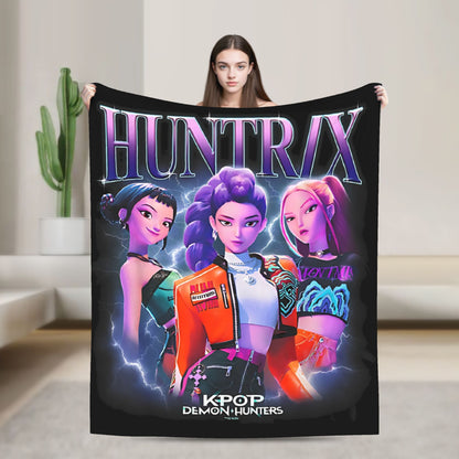 Cobertores de flanela Kpop Demon Hunters Zoey Huntrix Cobertor incrível para casa hotel sofá colcha 125*100cm