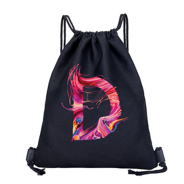 26 Initials Print Drawstring Bag Backpack Men and Women Beach Sports Travel Backpack Kid Gift Supplies Bag Portable Sundries Bag