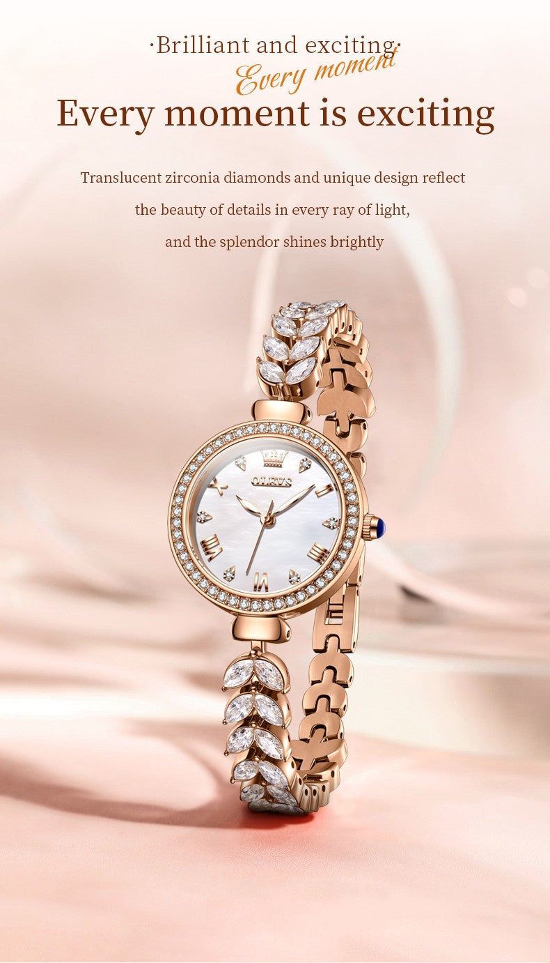 OLEVS 9971 Women Watch Luxury Brand Quartz Watch Fashion Unique Design Diamond Mermaid Bracelet Dress Watch Women Elegant Watch