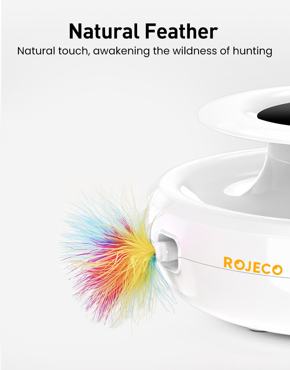 ROJECO Brinquedos Inteligentes para Gatos 2 em 1 Brinquedo Automático de Pena e Bola Divertida para Gatos e Cães, 5 Modos, Acessórios Eletrônicos Interativos para Animais de Estimação