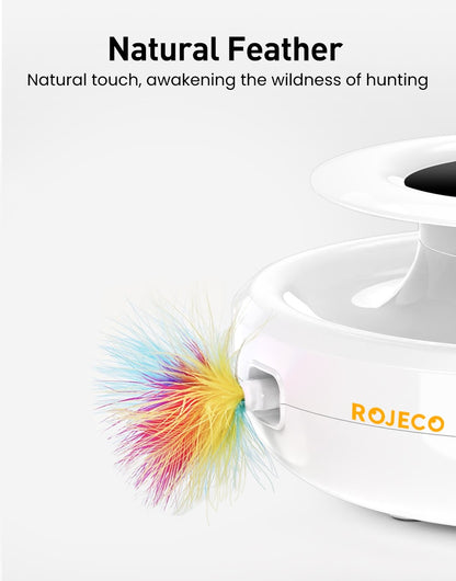 ROJECO Brinquedos Inteligentes para Gatos 2 em 1 Brinquedo Automático de Pena e Bola Divertida para Gatos e Cães, 5 Modos, Acessórios Eletrônicos Interativos para Animais de Estimação