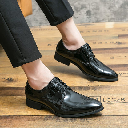 High Quality Green Men Oxfords Shoes Pointed Formal Shoes Man Patent Leather Shoes Lace-Up Business Dress Shoes Men Big size 48