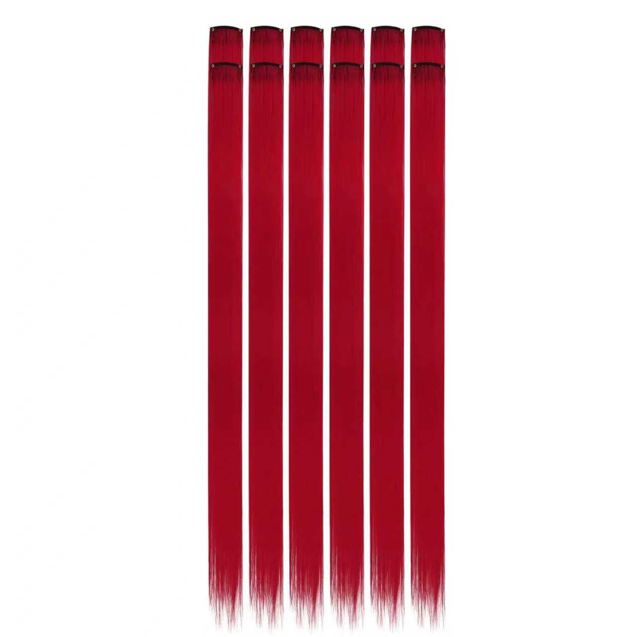 22 inch Colored Hair Extensions Straight Hairpiece, Colorful Hair Extensions Party Highlights Clip in Long Synthetic Hair Extens