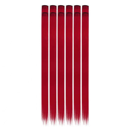 22 inch Colored Hair Extensions Straight Hairpiece, Colorful Hair Extensions Party Highlights Clip in Long Synthetic Hair Extens