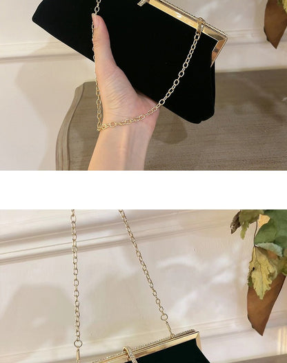 Autumn Winter Luxury Silk Velvet Clutch with Rhinestone Decoration for Formal Events Evening Party Women's Bag