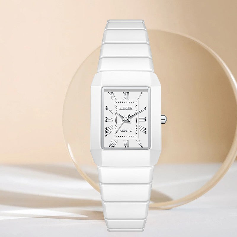LIGE Classic Elegant Woman Watch Fashion Luxury Ceramic Strap Waterproof Casual Simple Dress Quartz Women's Watches Wristwatches