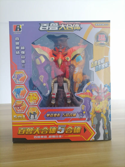 Transformando 5 Em 1 Robô Fera Animais Montagem Transformação Dinozord Deformação Brinquedo Dinossauro Rangers Megazord Boneco De Ação