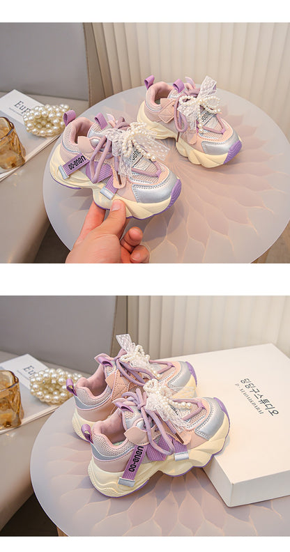 Autumn Sneakers For Kids Korean Style Trend Fashion Girl's Sneakers Soft-soled Breathable Teenager Children Sport Shoes