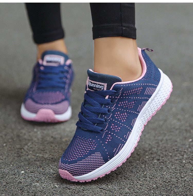 Women's Sneaker 2025 New Fashion Breathable Trainers Comfortable Sneakers Mesh Fabric Lace Up Women's Tennis Shoes For Women