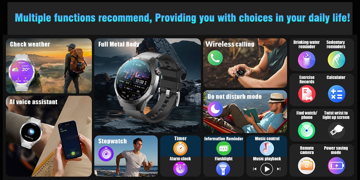 Smartwatch GUHUAVMI GT5 Pro 2025 Masculino com Tela HD AMOLED, GPS, Monitor de Trajetória de Movimento, Frequência Cardíaca, Chamada Bluetooth e 1.52", IP68