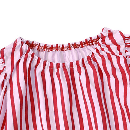 2025 Christmas Costume Child Pajamas Kid Clothes Sets Boy Girl Loungewear Suit Stripe 100% Cotton Toddler Homewear Night Dresses