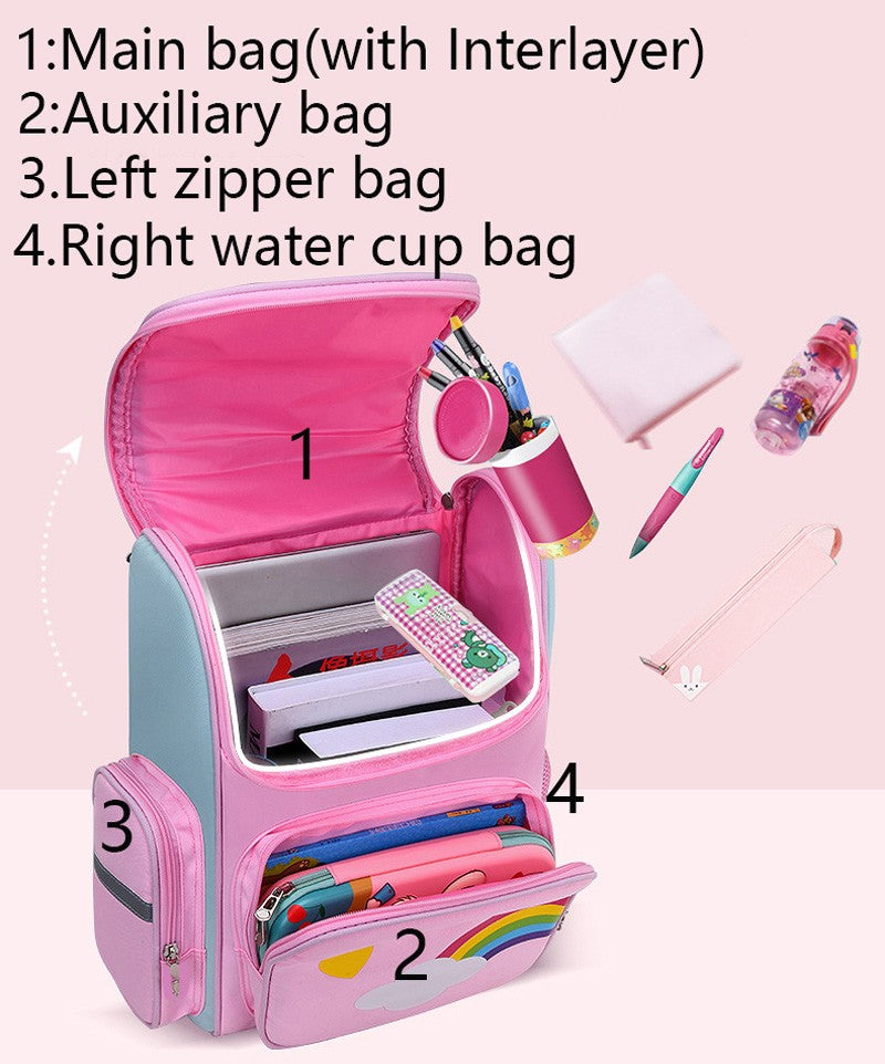 Mochila Infantil para Meninas Unicórnio Bolsa Escolar Olhos Arco-Íris Mochila para Adolescentes Viagem Impermeável