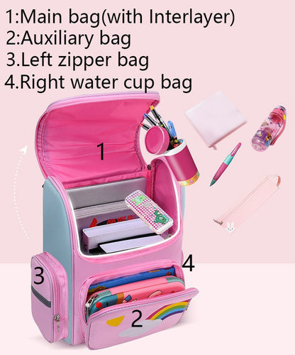 Mochila Infantil para Meninas Unicórnio Bolsa Escolar Olhos Arco-Íris Mochila para Adolescentes Viagem Impermeável