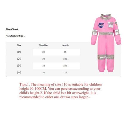 Cosplay Costume Pink Astronaut Height100-150 Pop Space-Themed Dress-Up Outfits Space Explorer Role-Play Jumpsuit Park Performanc