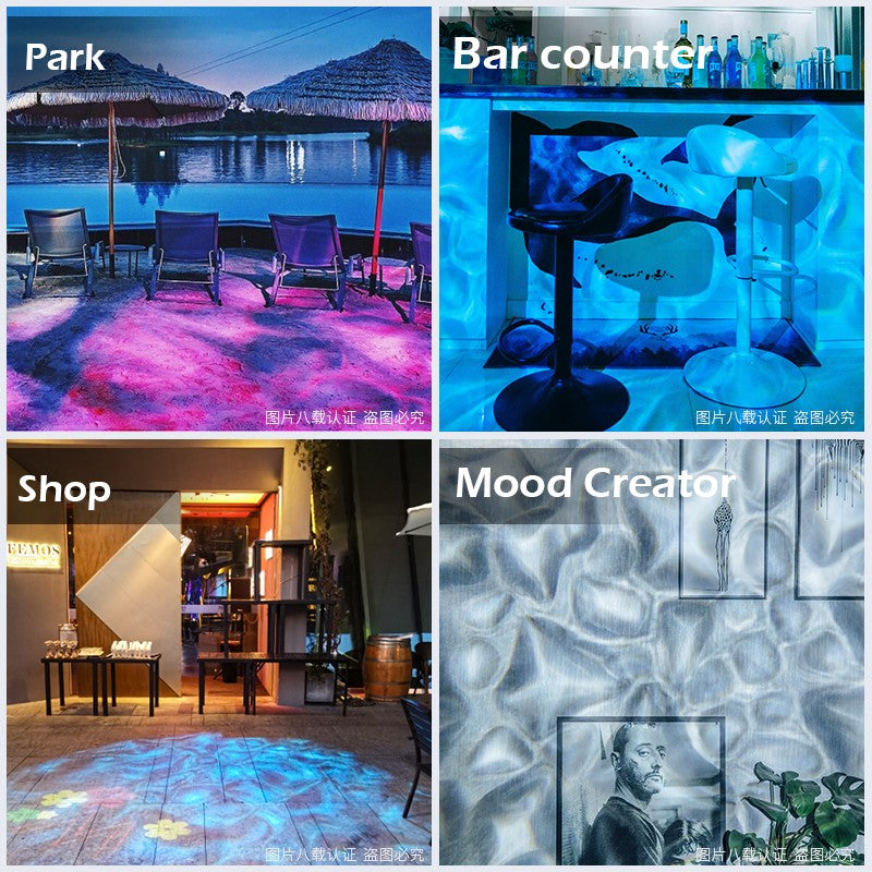 LED Ocean Water Waving Lamp Dynamic Ripple Light Realistic Projection Lamp for Home Decorative Outdoor Atmosphere Lighting