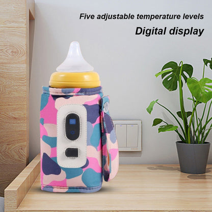 USB Baby Bottle Heater 5 Gear Adjustable Temperature Display Baby Bottle Heating Warmer 38°C-55°C for Outdoor Car Travel