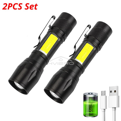 Flashlight Battery Charge Mini Led 3W Focus Adjustable Side Lamp Convenient Waterproof T6 Light Ultra Bright For Camping Hiking