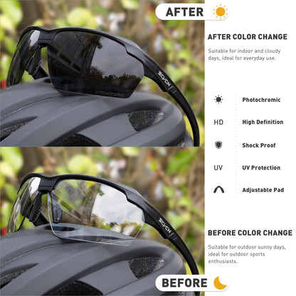 SCVCN Outdoor Photochromic Sunglasses Bicycle Cycling Glasses Women Sports UV400 Mtb Driving Bike Glasses Men Tactical Goggles