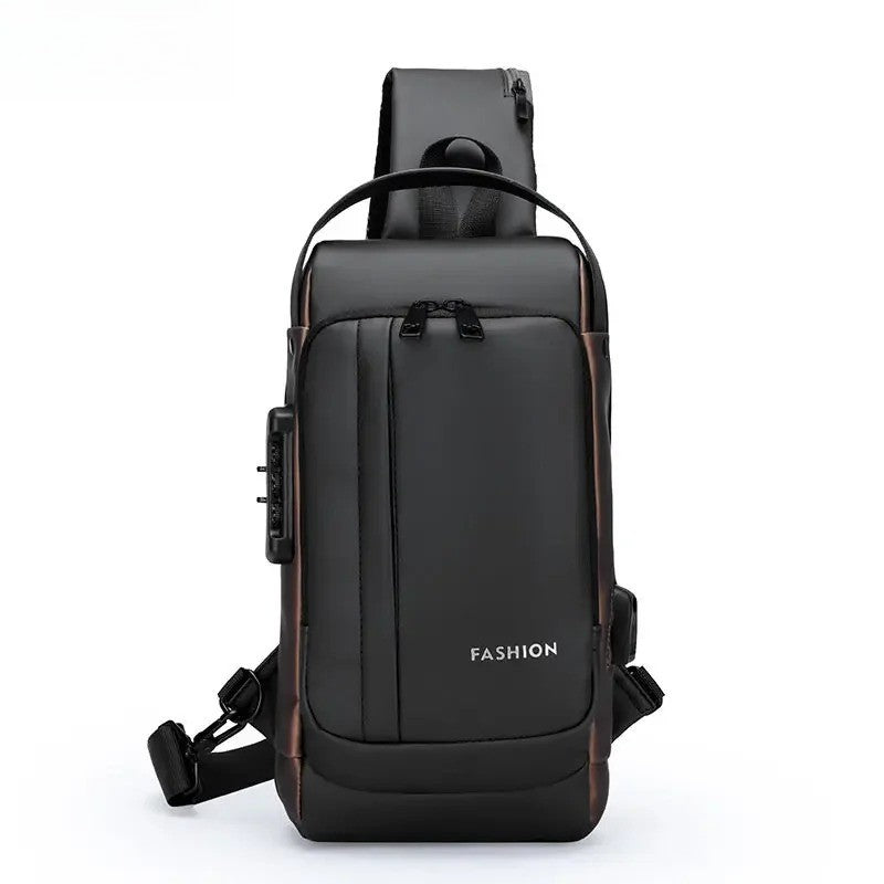 Large Capacity Multifunction Shoulder Crossbody Bag Messenger Chest Sling Travel Pack for Male Men Usb Waterproof Sports Running
