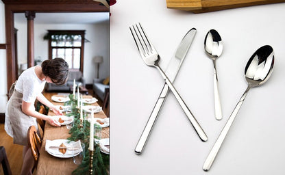 Conjunto de Talheres Cozy Zone 24 Peças Aço Inoxidável Conjunto de Talheres de Luxo Prata Talheres Facas Garfos Jogo de Jantar Ocidental Restaurante
