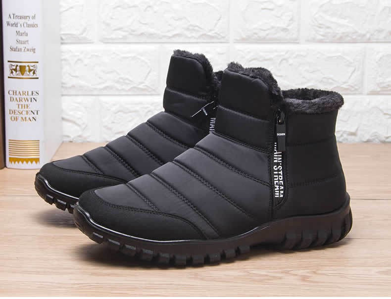 Botas de Inverno Masculinas Tênis de Algodão Quente com Zíper Botas de Neve Cano Curto, Sapatos Casuais de Outono Botas de Neve Impermeáveis com frete grátis