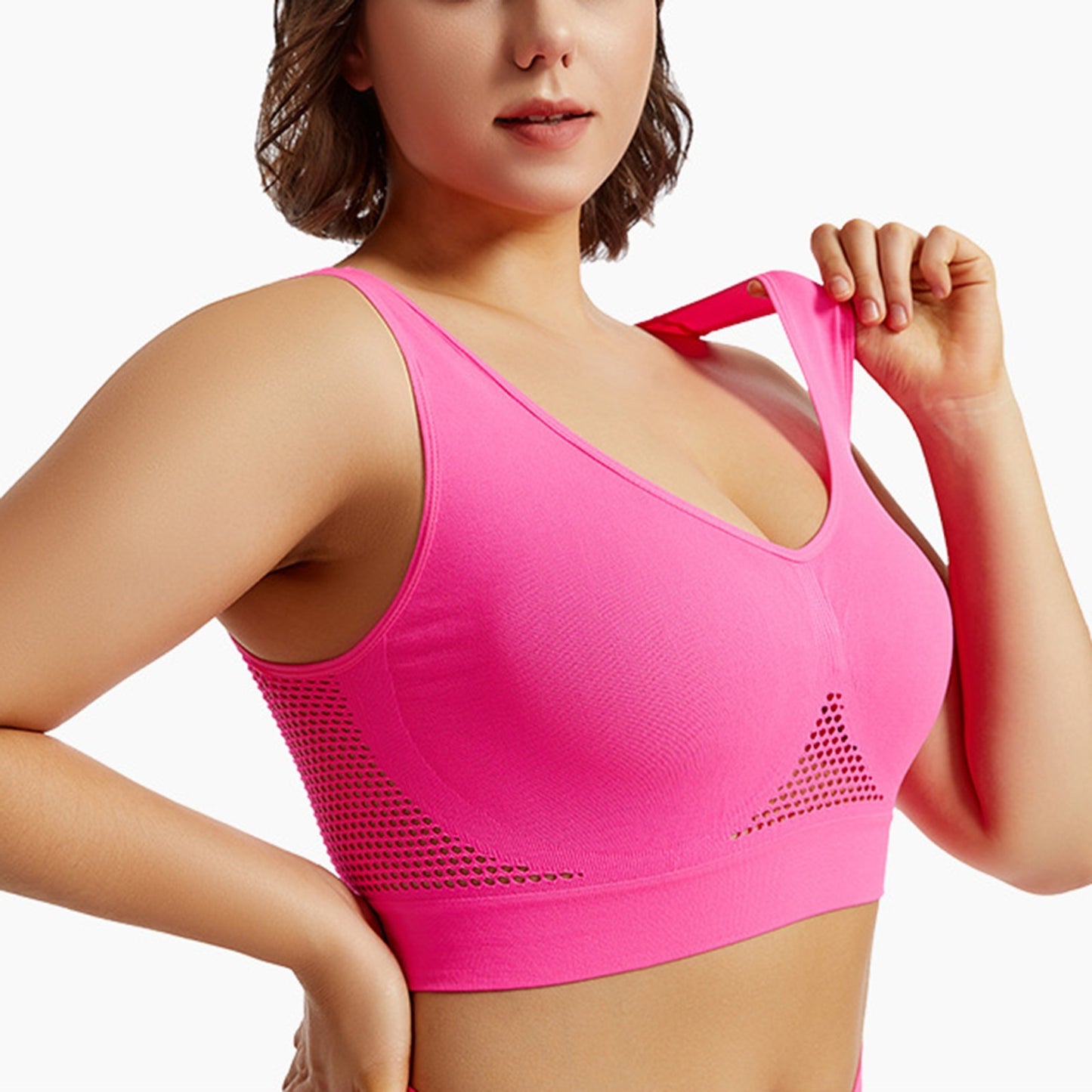 Seamless Mesh Women Sports Bras Fitness Gym Running Underwear Shockproof Bra Wireless 6XL Plus Size Crop Top Breathable Yoga Bra