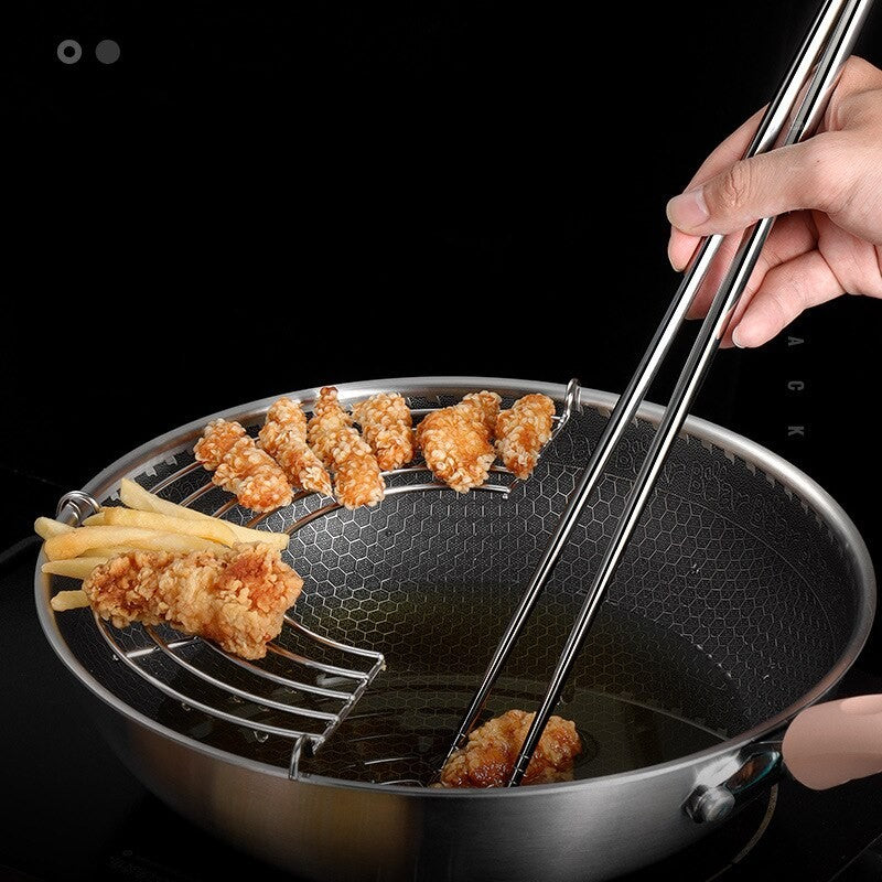 Drainage Rack Barbecue Rack Stainless Steel Hanging Pan Drainage Frying Line Rack Kitchen Insulation Drainage Oil Accessories