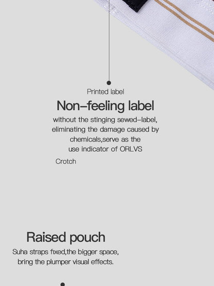 ORLVS Briefs Male Seamless Hip Design Mens Underwaer Super Large Wide 5cm Elastic Band Independent Codpiece Boy Short Pants