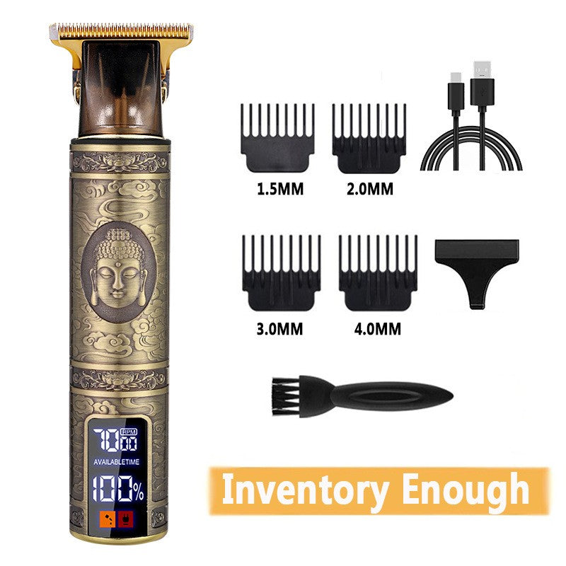 Electric Barber T9 Upgraded LCD Rechargeable Retro Oil Head Carving Electric Push Shear Pubic Hair Clipper Machine for Women