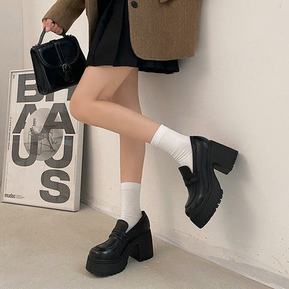 autumn Platform Mary Jane Shoes Ladies Hot Sale High Heels Loafers Women Shoes Retro Chunky Heels Pumps Woman Uniform College