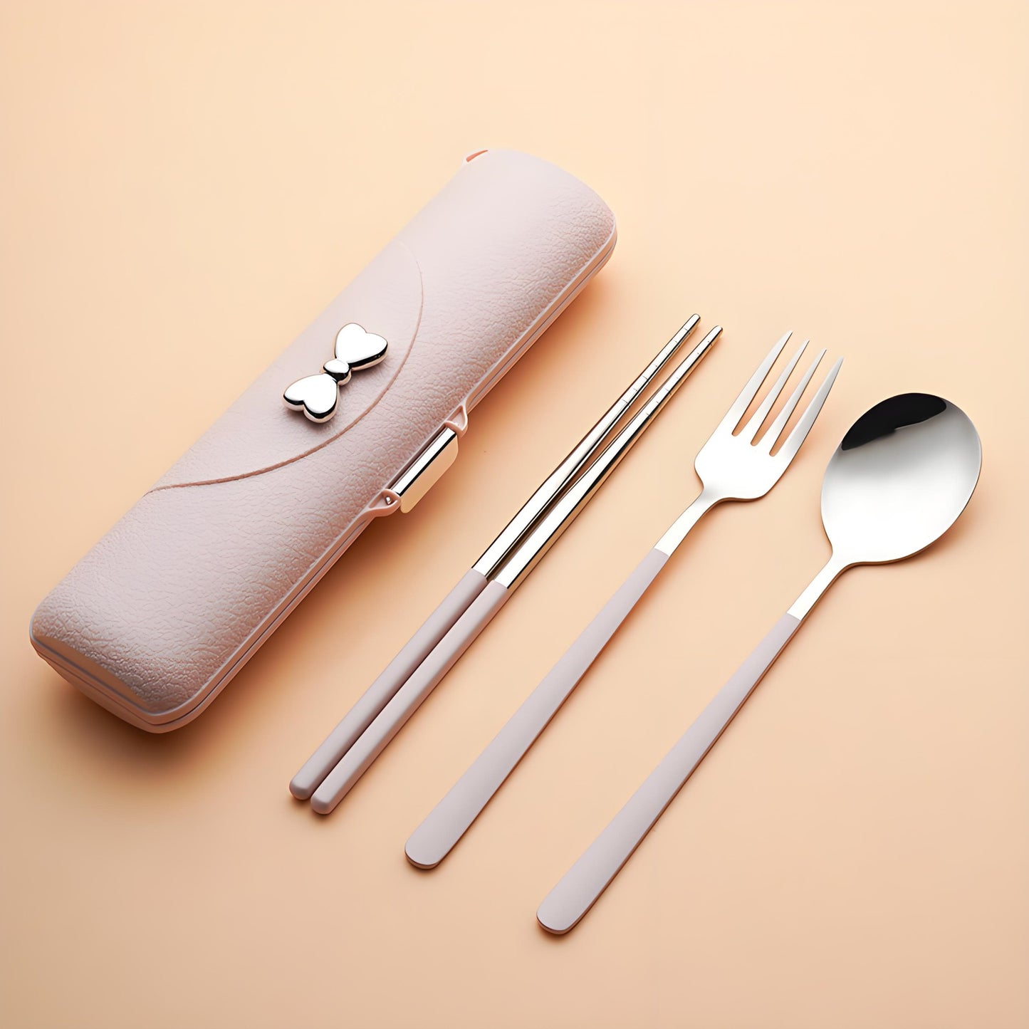 Conjunto de Talheres 3 em 1 de Aço Inoxidável - Colher/Garfo/Hashis de 3 Peças para Viagem, Essenciais para Atividades ao Ar Livre/Campus ?Antiferrugem