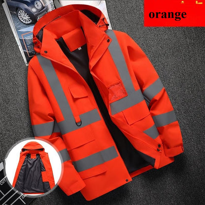 Jaqueta masculina de trabalho, roupa para construção civil, roupa de construção, roupa para trabalho ao ar livre, corta-vento, impermeável, faixa refletiva
