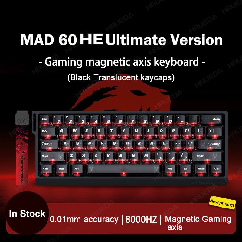 Teclado Gamer Switch Magnético MADLIONS MAD 60/68HE Com Fio Drive Web Custom 8K 61/68 Retorno RT Ajustável Hot Swap