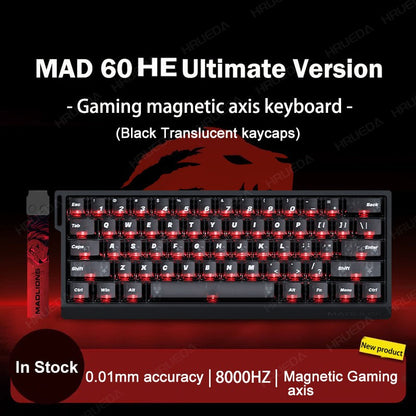 Teclado Gamer Switch Magnético MADLIONS MAD 60/68HE Com Fio Drive Web Custom 8K 61/68 Retorno RT Ajustável Hot Swap