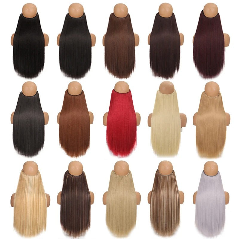 Extensão de cabelo com fio invisível (40cm 50cm 60cm) cabelo liso cabelo encaracolado uso diário adequado para todas as mulheres