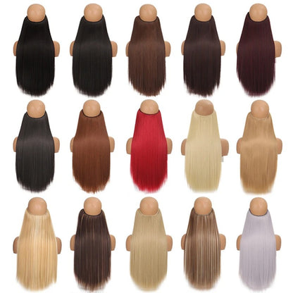 Extensão de cabelo com fio invisível (40cm 50cm 60cm) cabelo liso cabelo encaracolado uso diário adequado para todas as mulheres