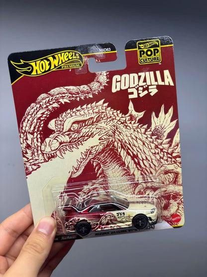 Hot Wheels Premium Carro de Cultura Pop Escala 1/64 - Nissan Skyline Gt-R Godzilla - Brinquedo Colecionável Para Meninos Presente de Natal