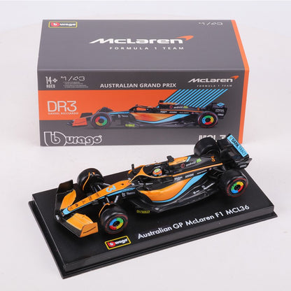 Burago 1:43 2022 McLaren MCL36 F1 Carro de Corrida N.º 3 N.º 4 Modelo de Carro em Liga