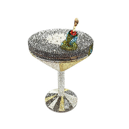 Stunning women rhinestone martini purse bag drink Luxury crystal Olive cocktail clutch bag