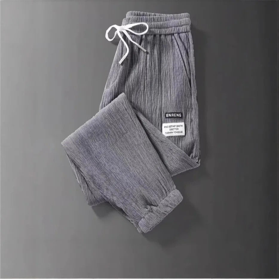 Summer Men's Thin Loose Sports Pants Breathable Casual Sweatpants Comfortable Wide Leg Harlan Nine Points Lightweight Trousers