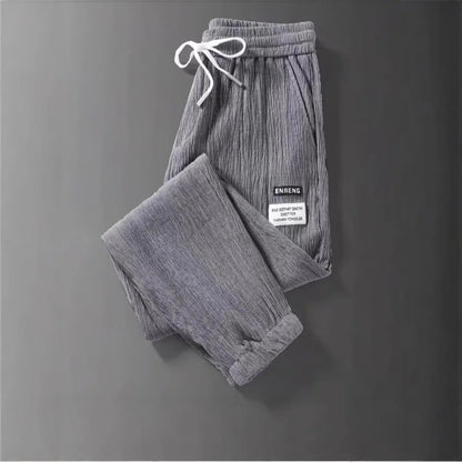Summer Men's Thin Loose Sports Pants Breathable Casual Sweatpants Comfortable Wide Leg Harlan Nine Points Lightweight Trousers