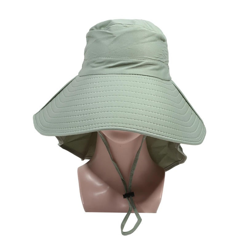 Chapéu de Proteção Solar de Verão Feminino, Viseira para Sol, Pesca, Caminhada, Viagem, Proteção de Pescoço, Lenço, Chapéu de Balde