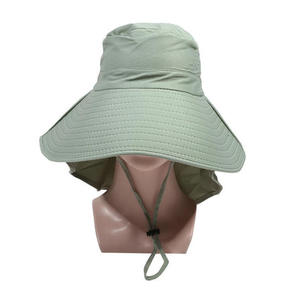 Chapéu de Proteção Solar de Verão Feminino, Viseira para Sol, Pesca, Caminhada, Viagem, Proteção de Pescoço, Lenço, Chapéu de Balde