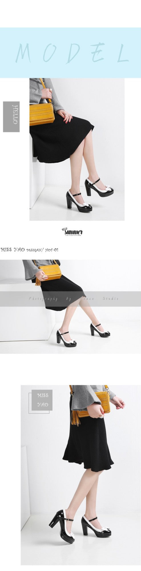 New style women's high heels elegant work single shoes thick heel waterproof platform party gathering OL women's single shoes