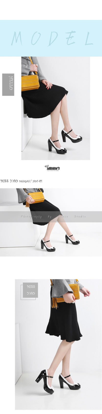 New style women's high heels elegant work single shoes thick heel waterproof platform party gathering OL women's single shoes